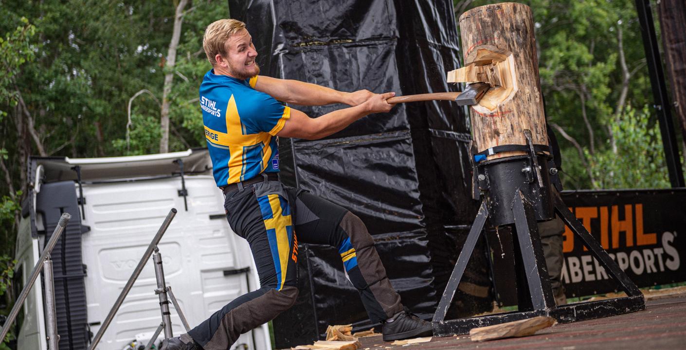 Svenske TIMBERSPORTS® atleten Emil Hansson är redo för Nordic Cup 2023.